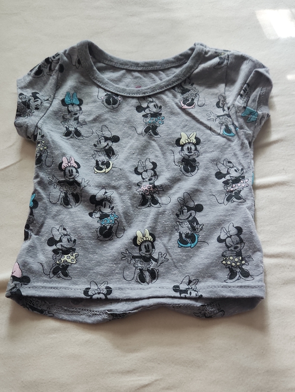 Disney Grey Minnie Mouse Tee with Pastel Accents